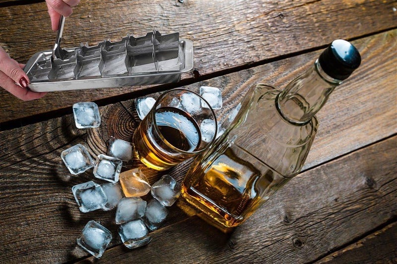 i Kito Stainless Steel Ice Cube Maker Tray,Lever Style Ice Cube Mold Quick To Making 18 Ice Cubes - Image 2